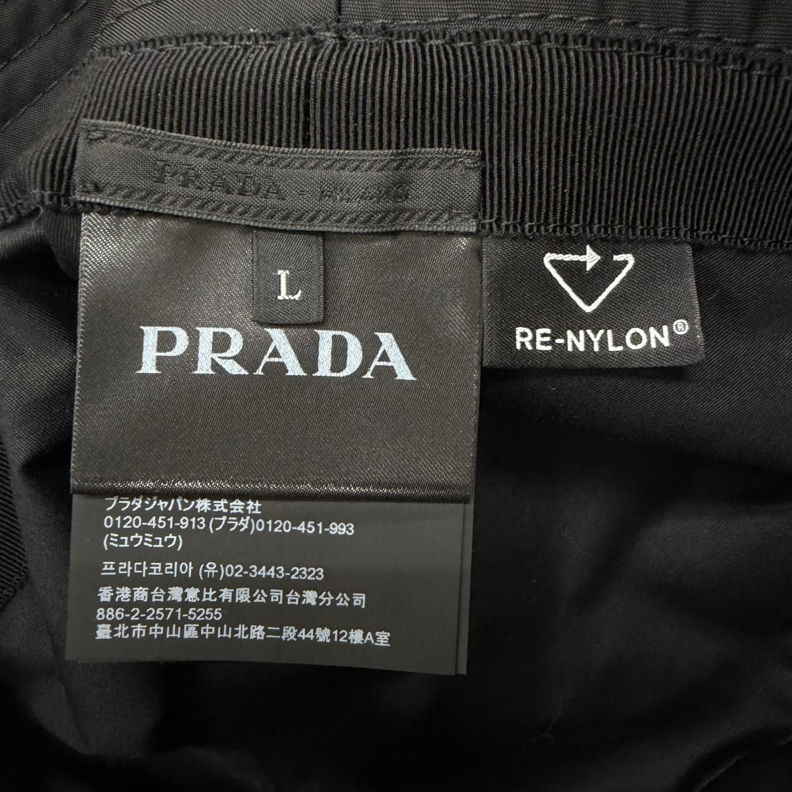 Prada Re-Nylon Triangle Logo Bucket Hat Black — view 7