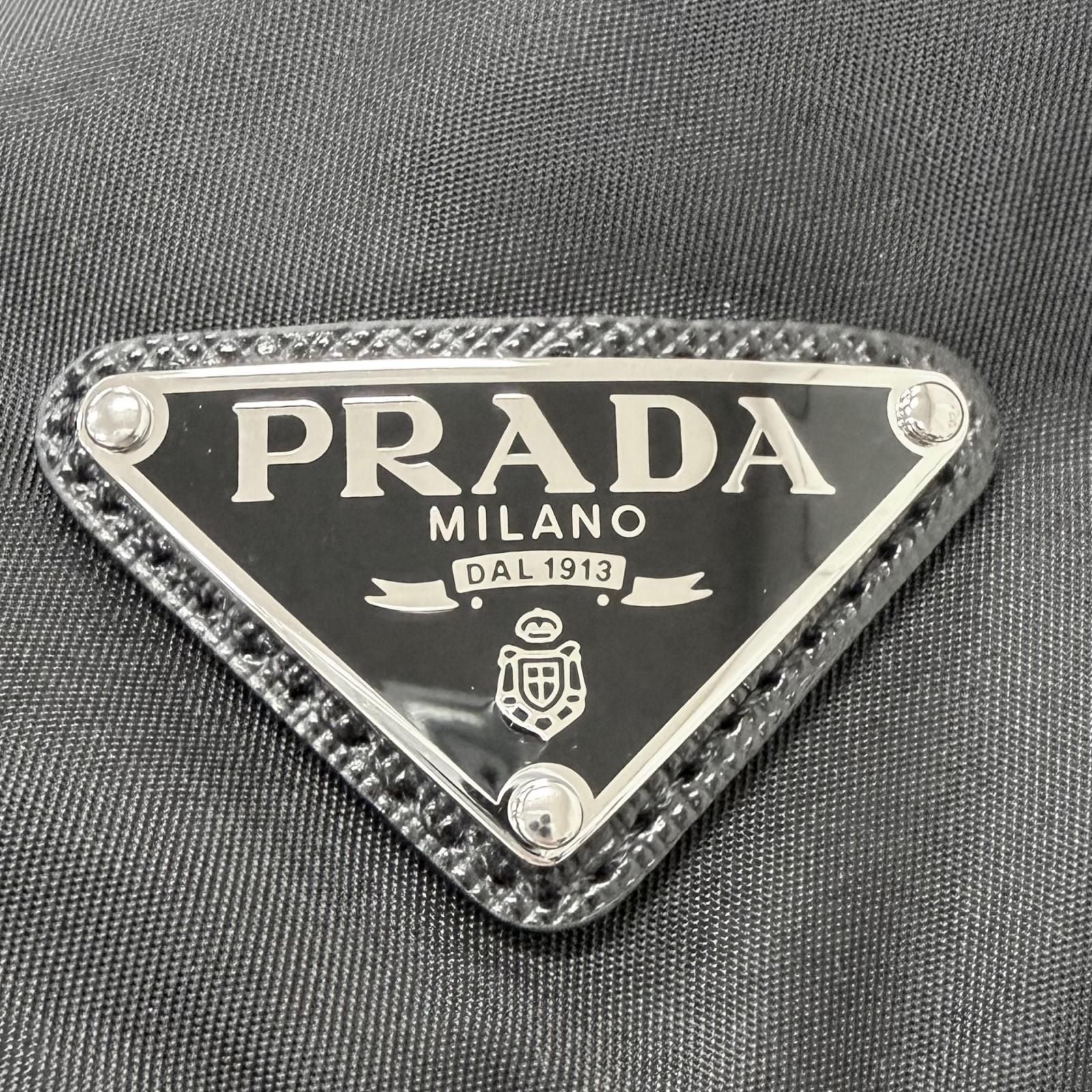 Prada Re-Nylon Triangle Logo Bucket Hat Black — view 6