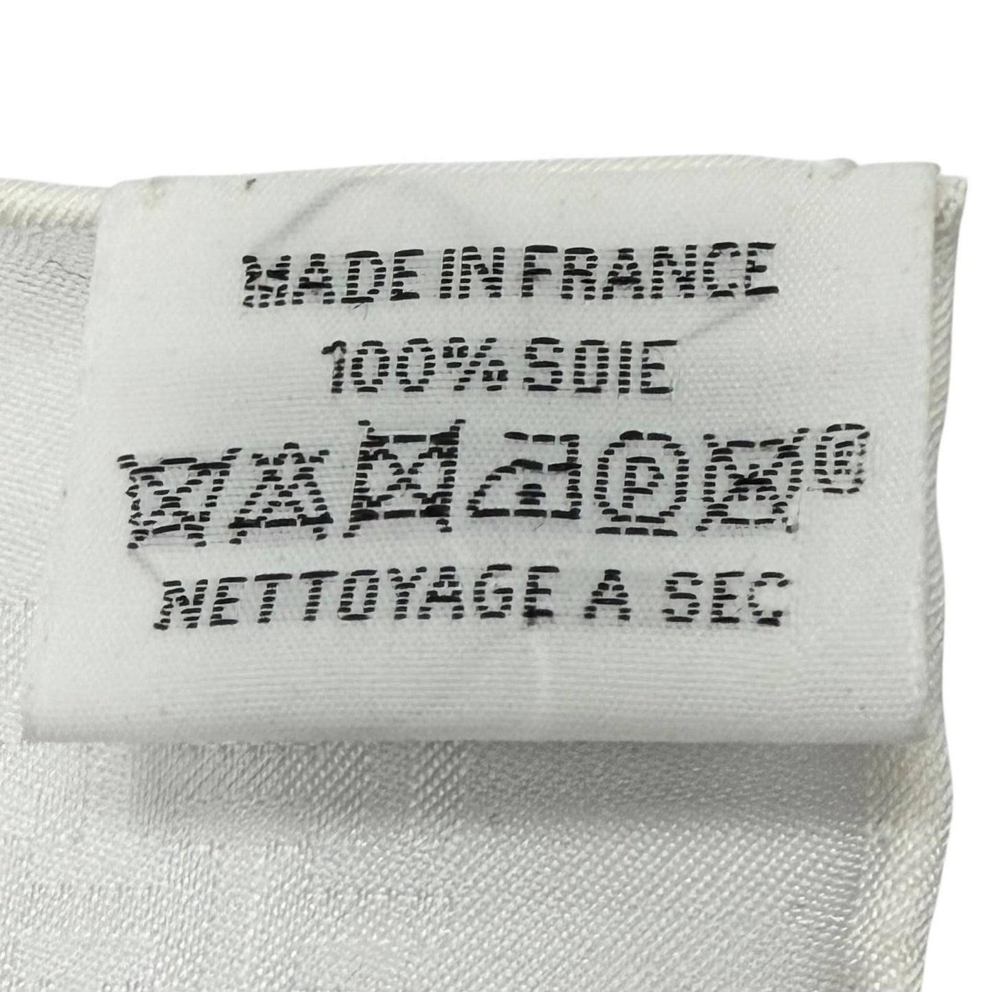 Hermes Upside Down Silk 100% All Over Pattern Pocket Square Handkerchief White — view 5