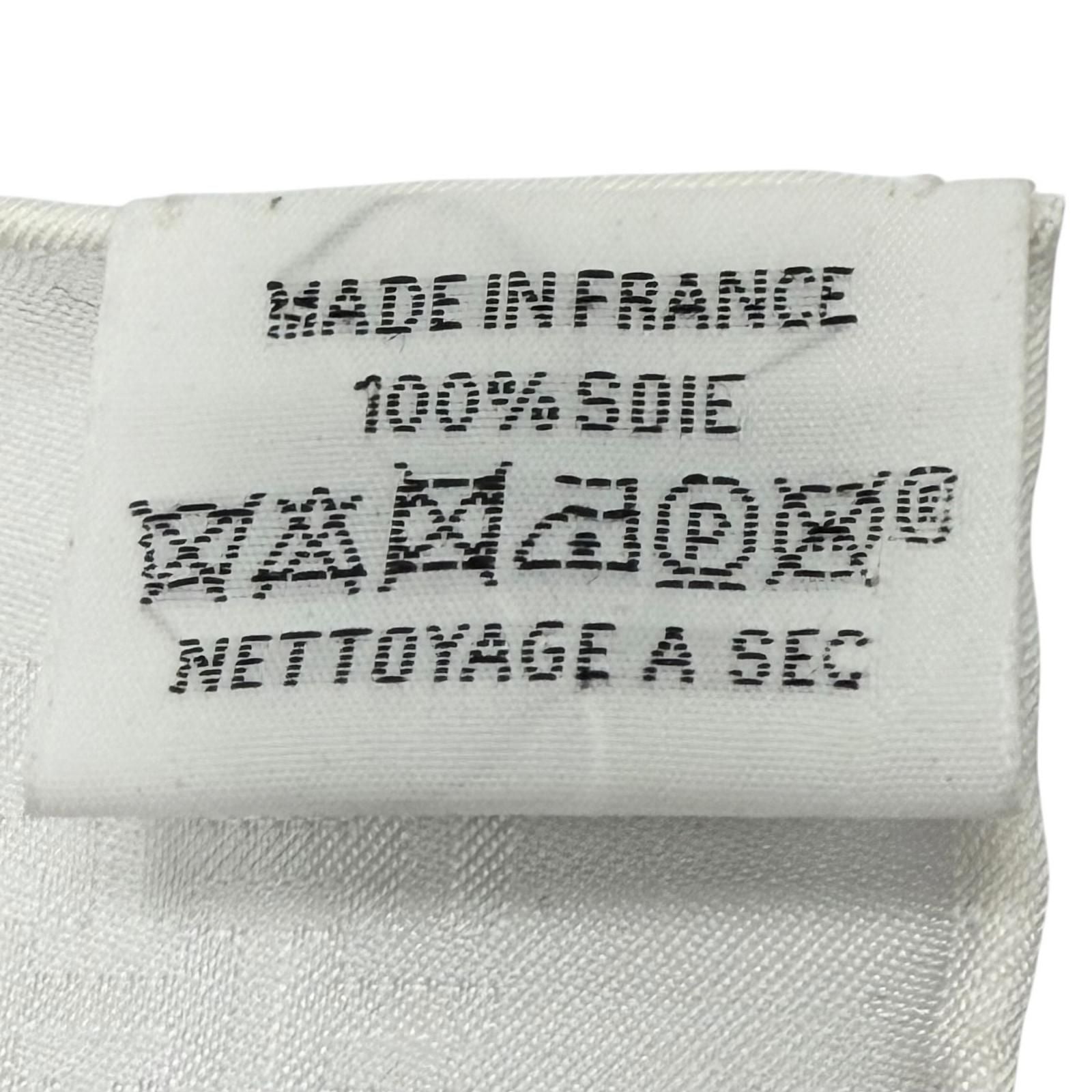 Hermes Upside Down Silk 100% All Over Pattern Pocket Square Handkerchief White — view 5