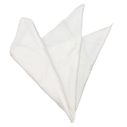 Hermes Upside Down Silk 100% All Over Pattern Pocket Square Handkerchief White