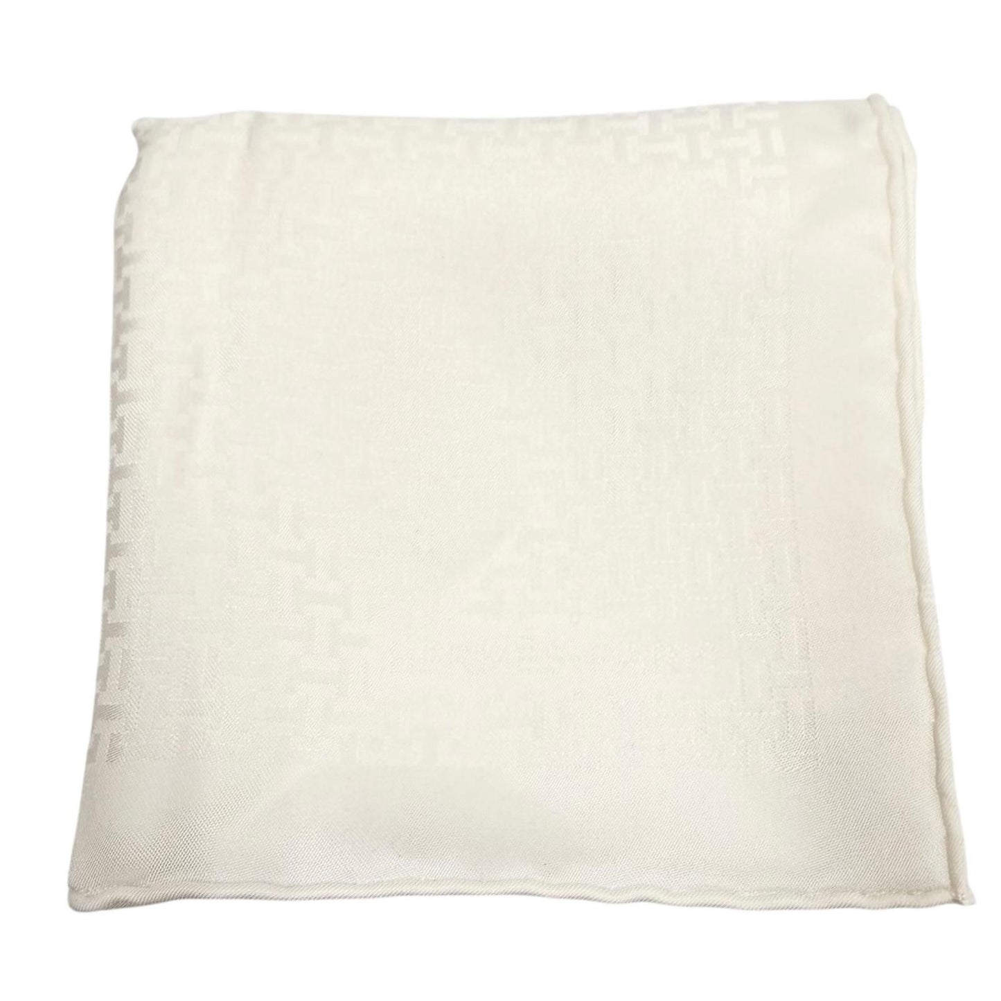 Hermes Upside Down Silk 100% All Over Pattern Pocket Square Handkerchief White — view 3