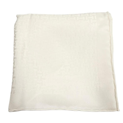 Hermes Upside Down Silk 100% All Over Pattern Pocket Square Handkerchief White — view 3