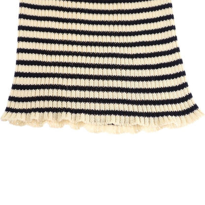 Dior Dioriviera Short Sleeve Knit 38 M Top Marine Border Rib Cotton Ivory Navy — view 8