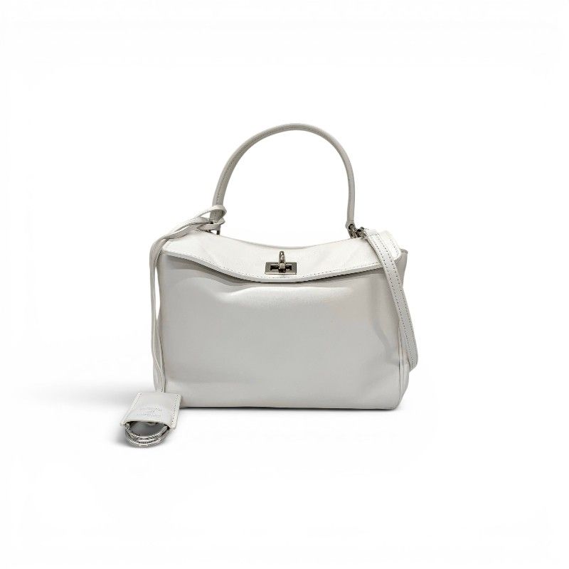 Balenciaga Rodeo Shoulder Bag Smooth Calfskin White Silver Mini Antique