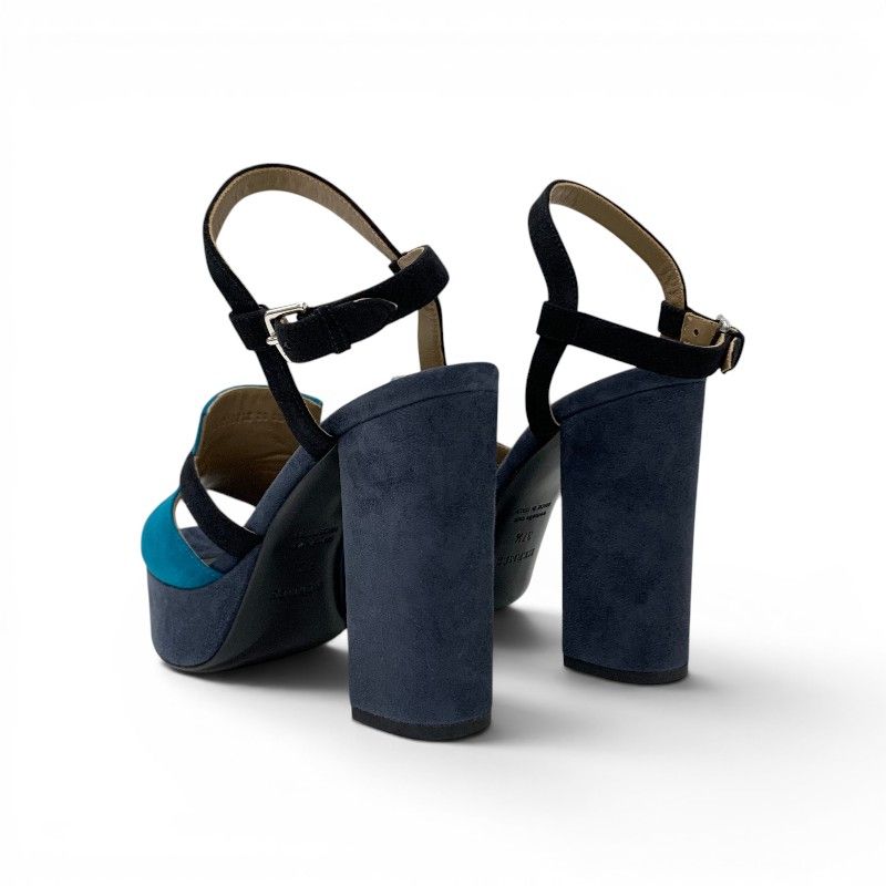 Hermes Sandals Shoes Suede Navy Blue Silver Kelly Strap — view 4