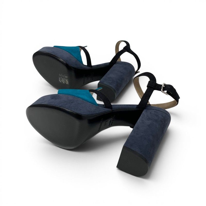 Hermes Sandals Shoes Suede Navy Blue Silver Kelly Strap — view 6