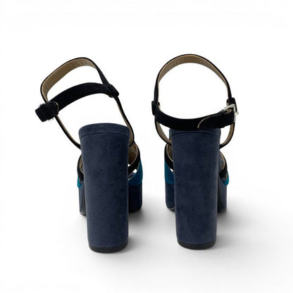 Hermes Sandals Shoes Suede Navy Blue Silver Kelly Strap — view 5