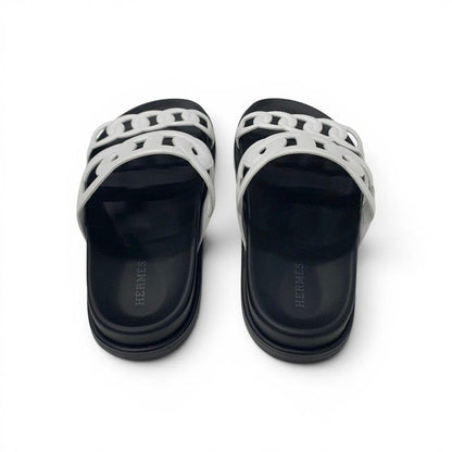 Hermes Extra Sandals Shoes Leather White Chaine D'Ancre Flat — view 5