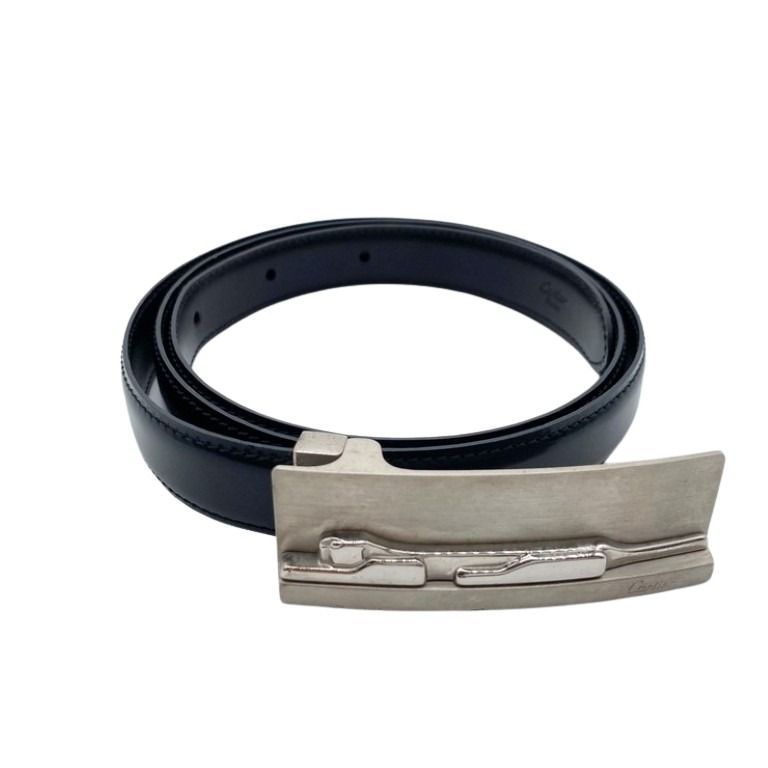 Cartier Belt Panthere Black Silver Leather
