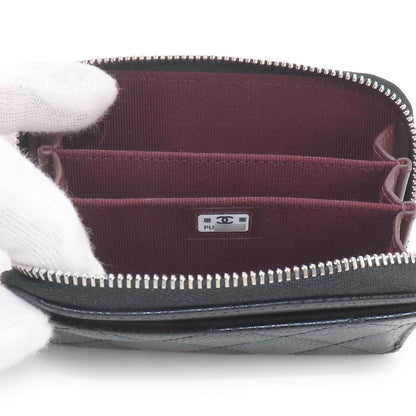 Chanel Quilted Coin Purse Caviar Leather Black CC Logo Silver — view 8