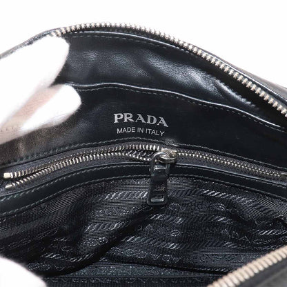 Prada Chain Shoulder Bag Leather Nero Black Silver — view 7