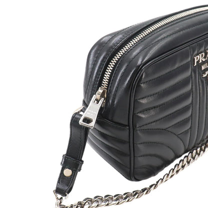 Prada Chain Shoulder Bag Leather Nero Black Silver — view 8