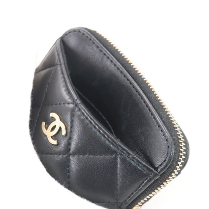 Chanel Quilted Coin Purse Lambskin Black Gold — view 8