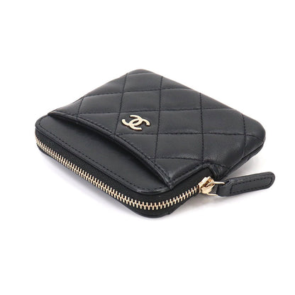 Chanel Quilted Coin Purse Lambskin Black Gold — view 5
