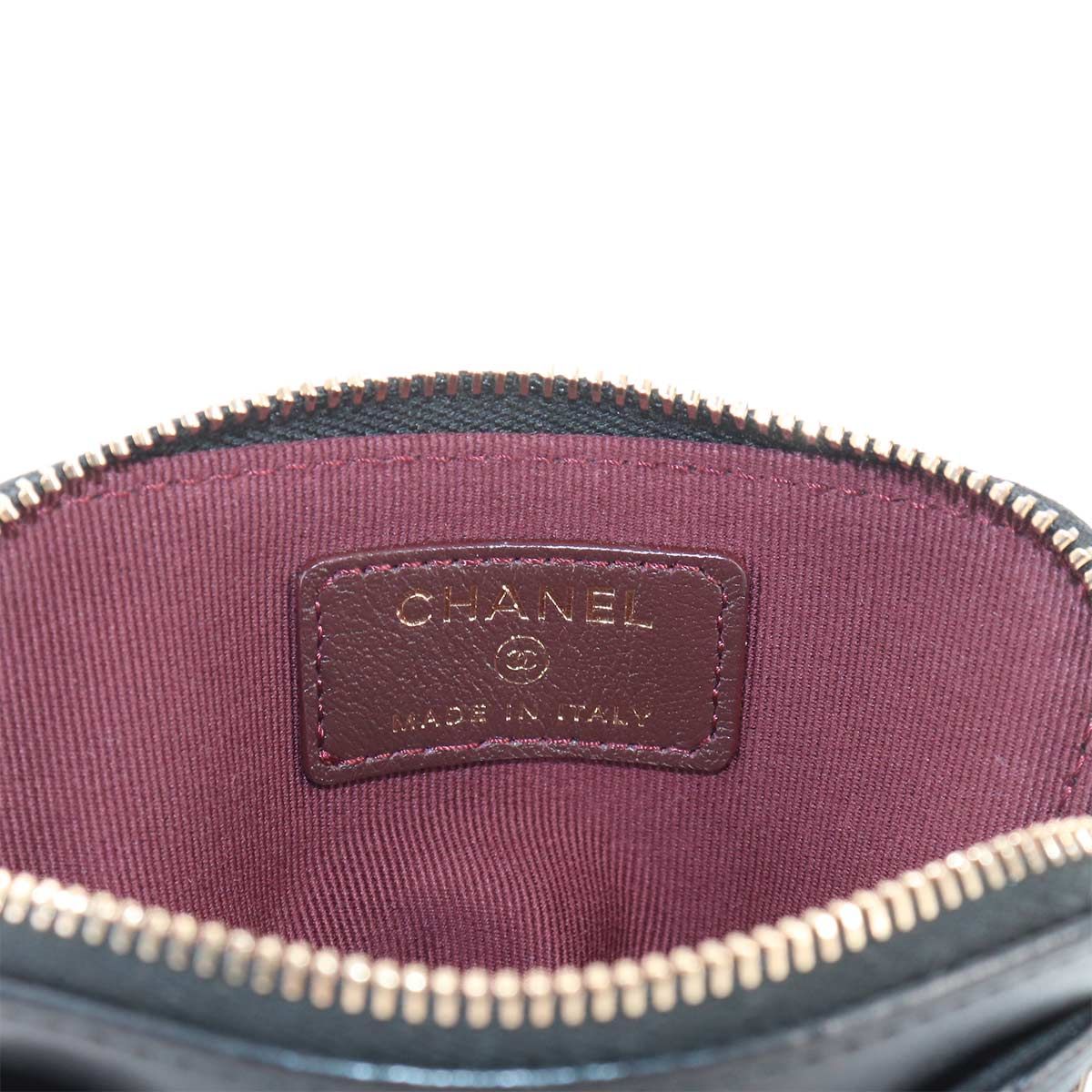 Chanel Quilted Coin Purse Lambskin Black Gold — view 7
