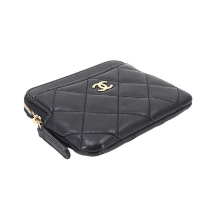 Chanel Quilted Coin Purse Lambskin Black Gold — view 4
