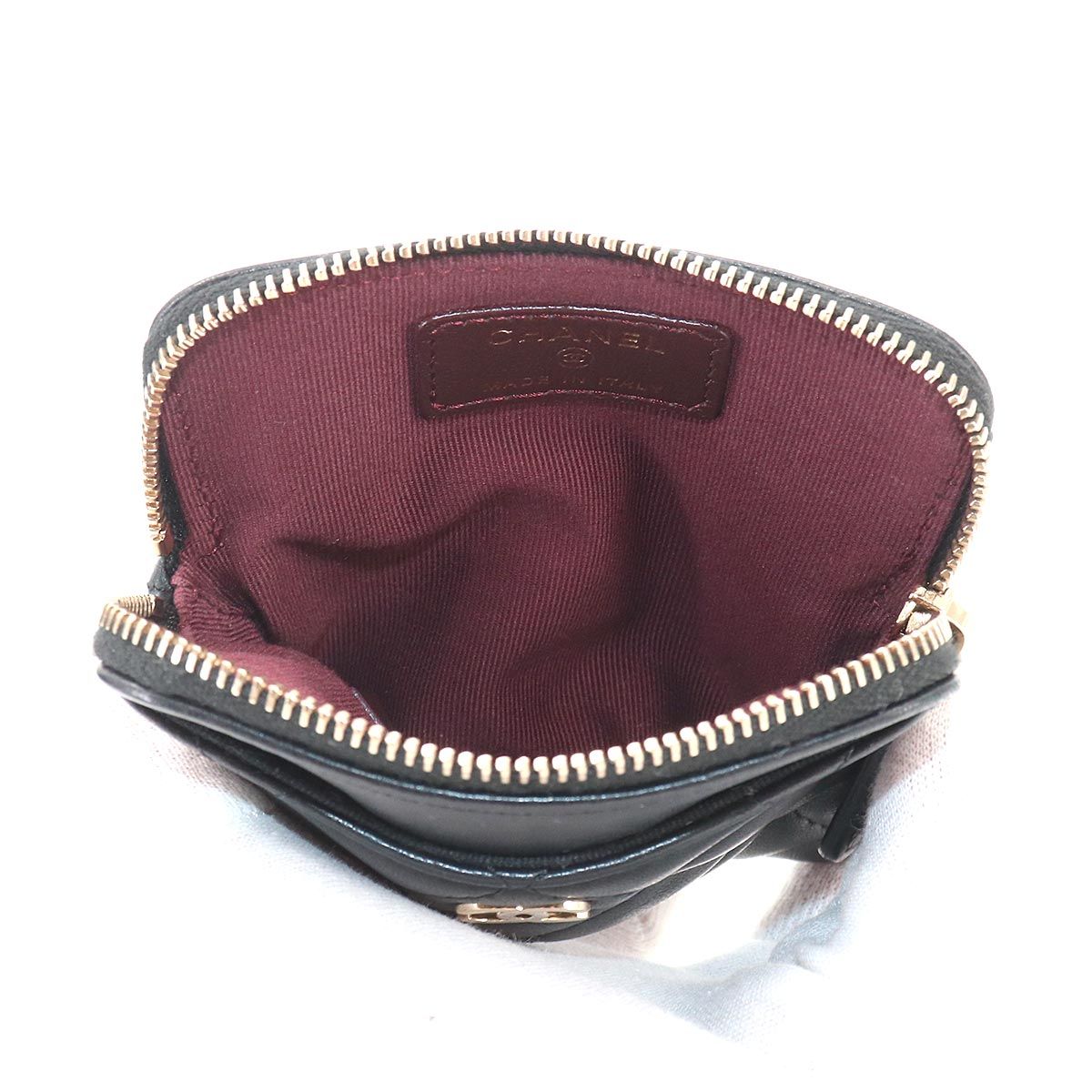Chanel Quilted Coin Purse Lambskin Black Gold — view 6