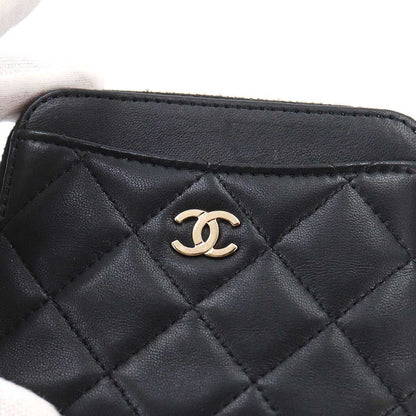 Chanel Quilted Coin Purse Lambskin Black Gold — view 9