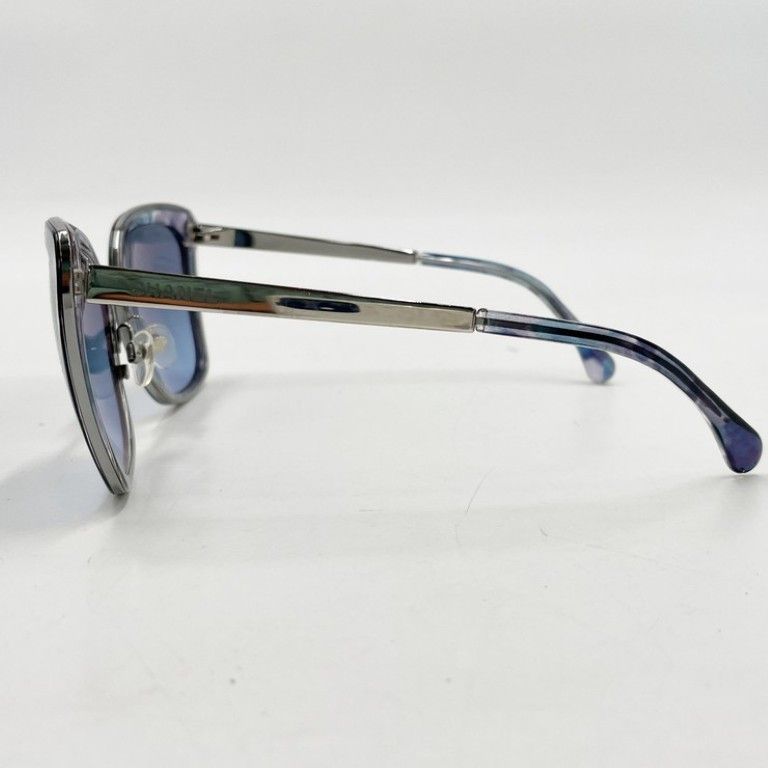 Chanel Sunglasses Blue Silver Acetate Metal Eyewear — view 2