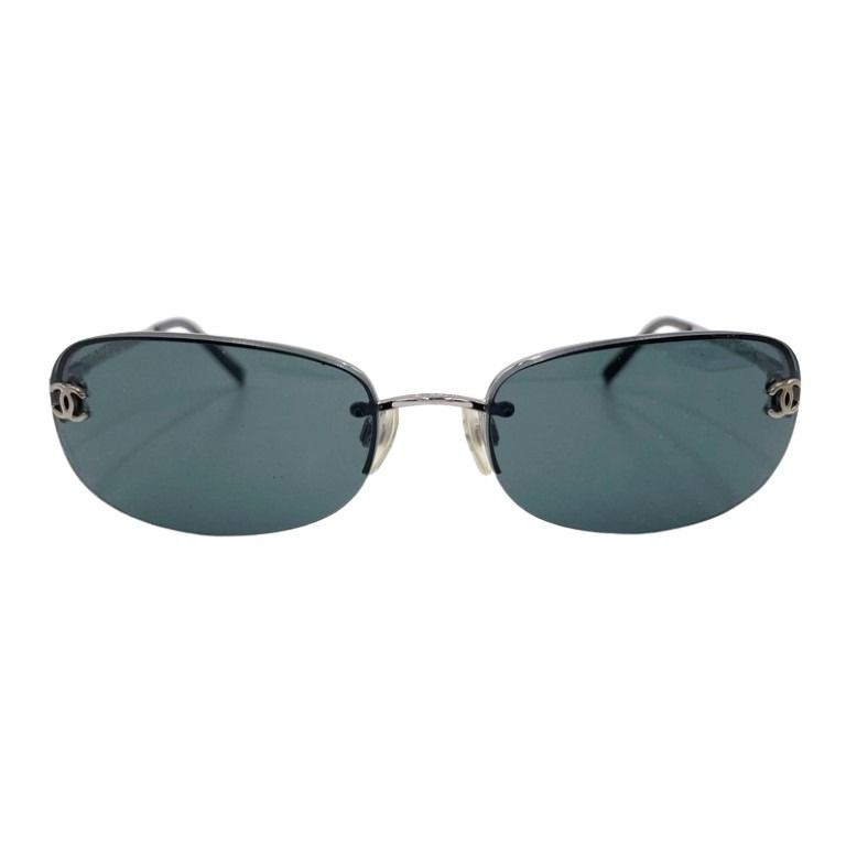 Chanel Sunglasses CC Logo Blue Silver Metal Eyewear
