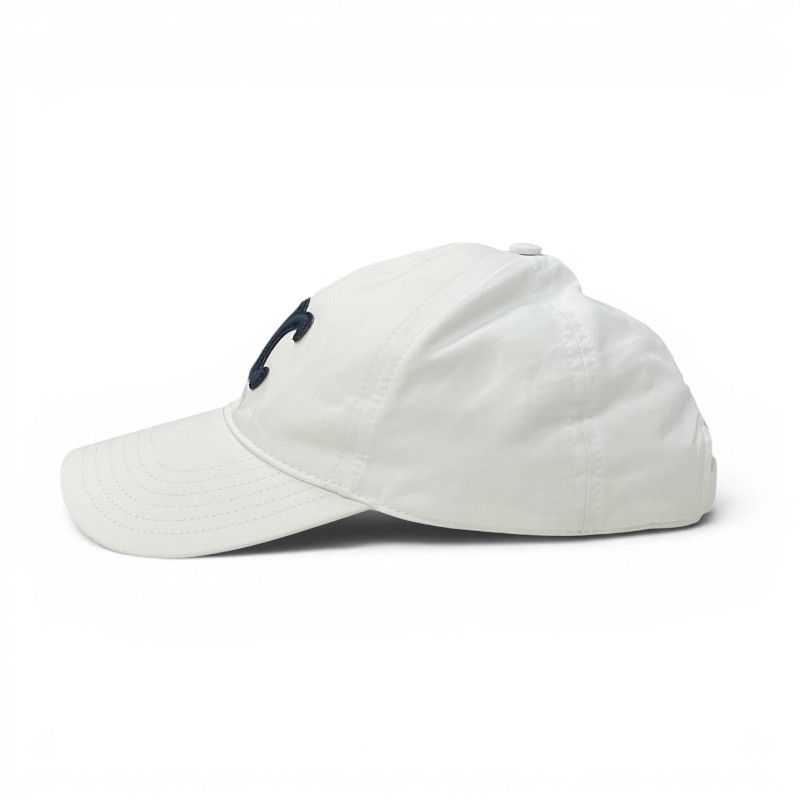 Celine Cap Hat Cotton White Navy Triomphe Baseball — view 3