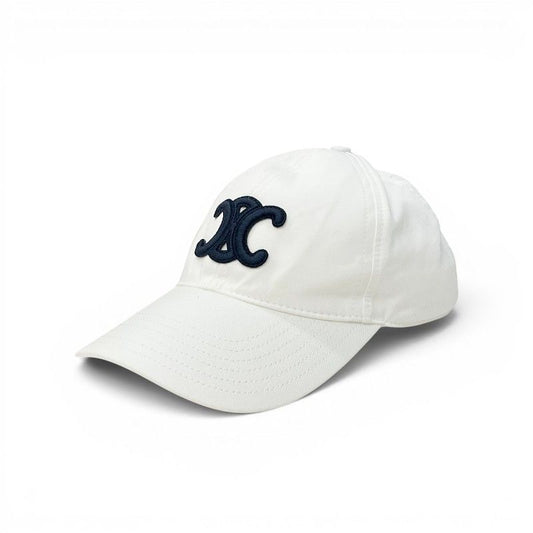 Celine Cap Hat Cotton White Navy Triomphe Baseball