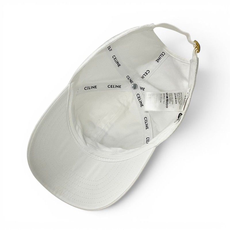 Celine Cap Hat Cotton White Navy Triomphe Baseball — view 5