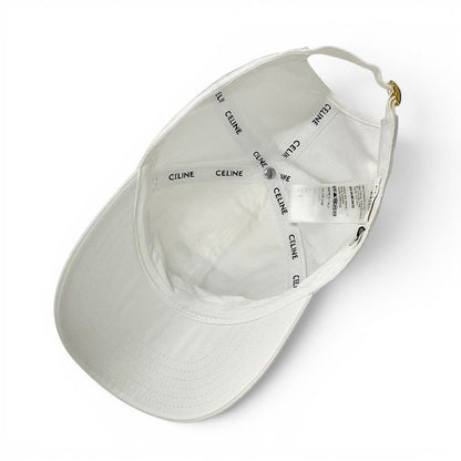 Celine Cap Hat Cotton White Navy Triomphe Baseball — view 5