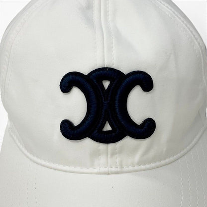 Celine Cap Hat Cotton White Navy Triomphe Baseball — view 6