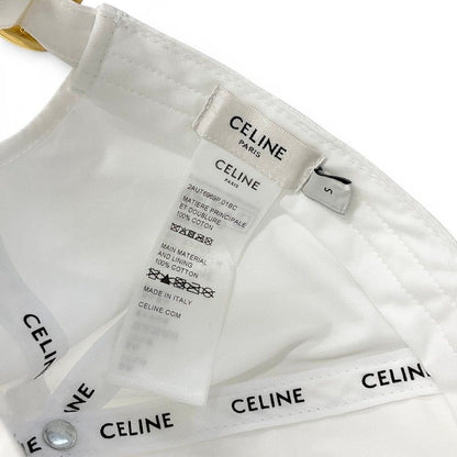 Celine Cap Hat Cotton White Navy Triomphe Baseball — view 8