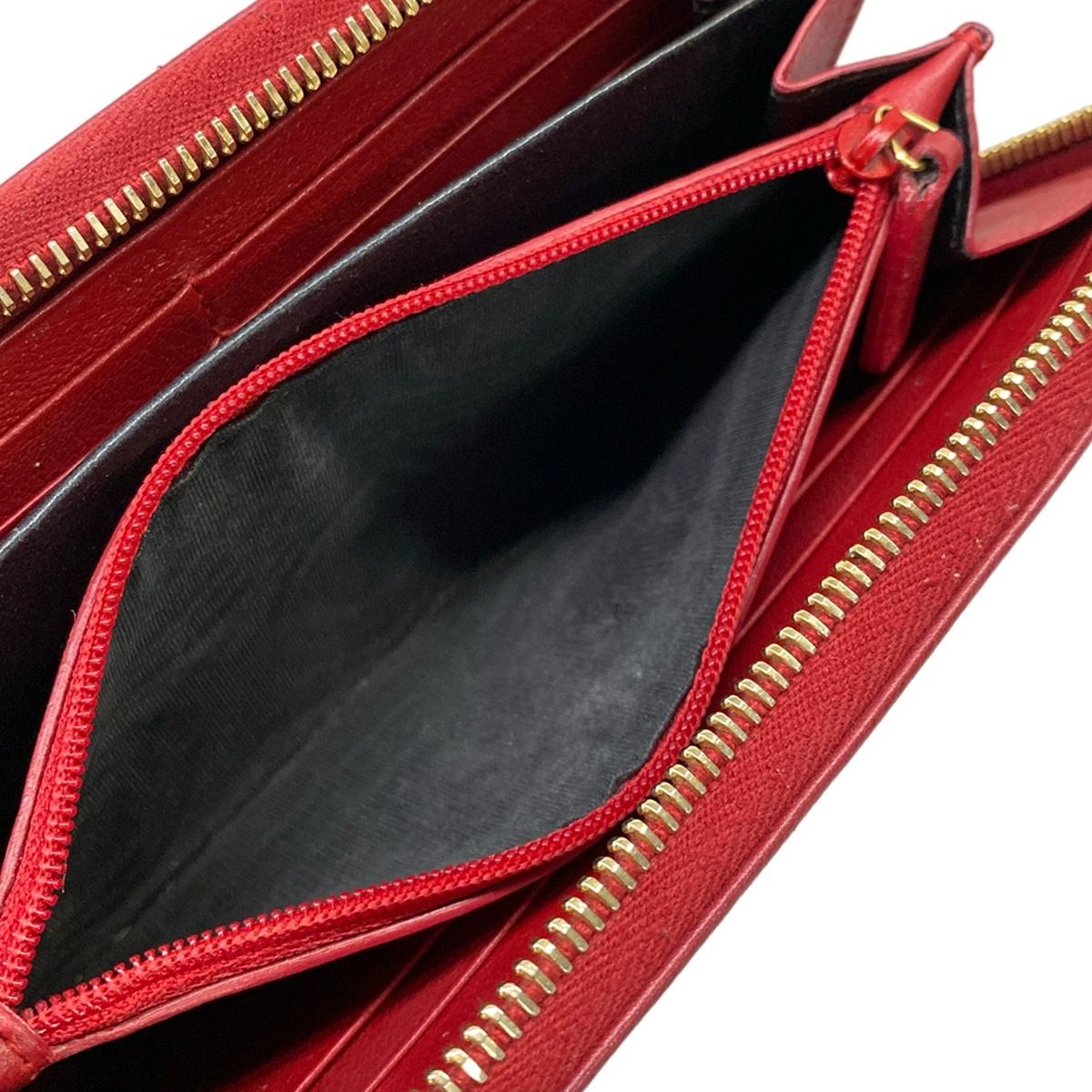 Saint Laurent Wallet Red Zip Around Leather — view 4