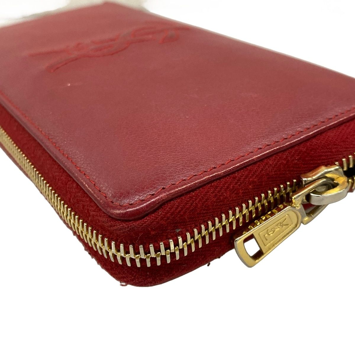 Saint Laurent Wallet Red Zip Around Leather — view 9