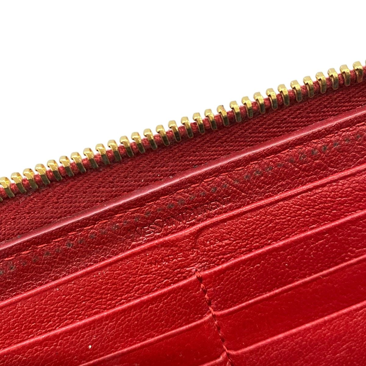 Saint Laurent Wallet Red Zip Around Leather — view 5