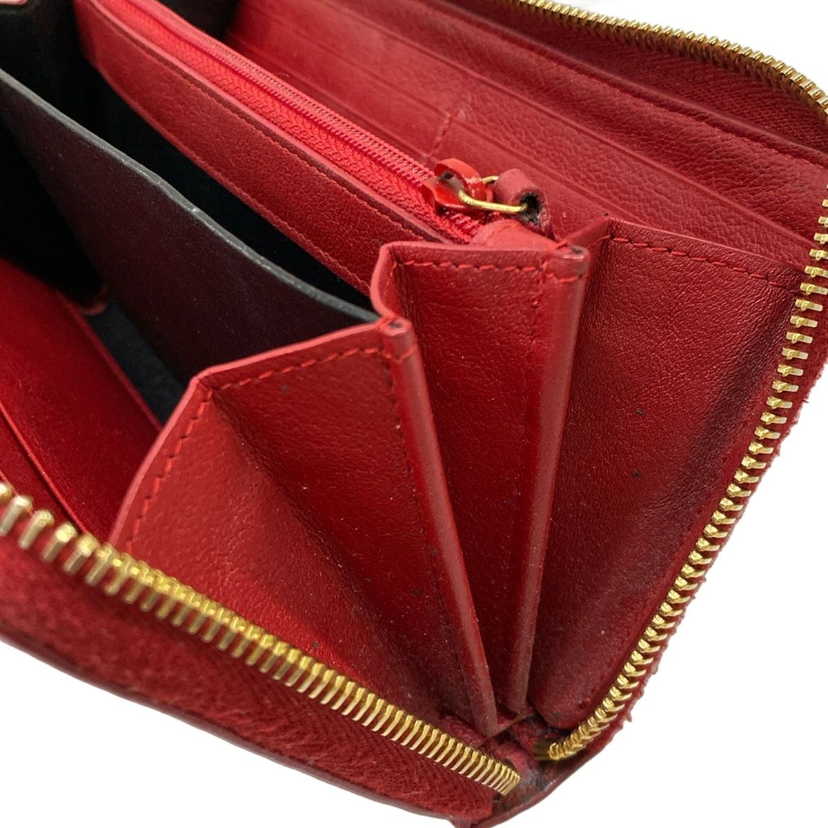 Saint Laurent Wallet Red Zip Around Leather — view 8