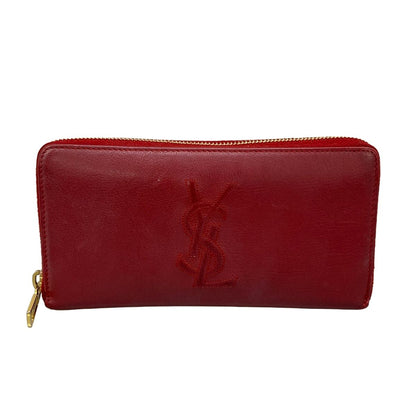 Saint Laurent Wallet Red Zip Around Leather