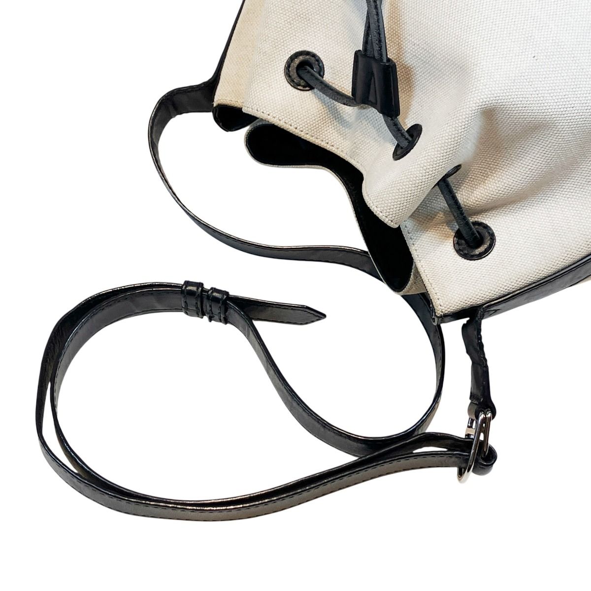 Balenciaga Navy Bucket Shoulder Bag Canvas Leather — view 7