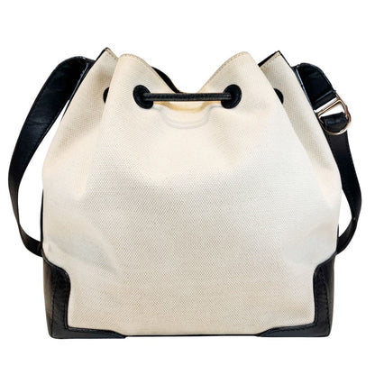 Balenciaga Navy Bucket Shoulder Bag Canvas Leather — view 2