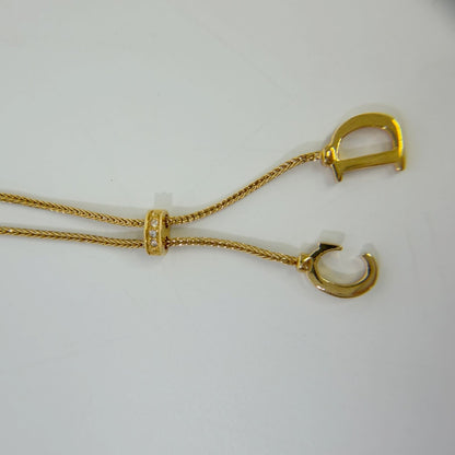 Dior CD Logo Lariat Necklace Plated Gold Vintage — view 4