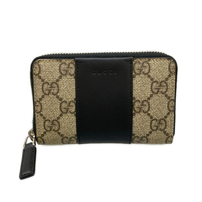 Gucci Coin Case GG Plus Supreme Beige Black Dark Brown Zip Around