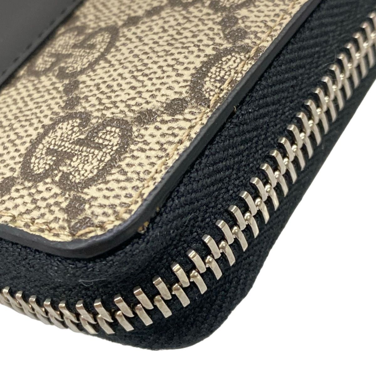 Gucci Coin Case GG Plus Supreme Beige Black Dark Brown Zip Around — view 6