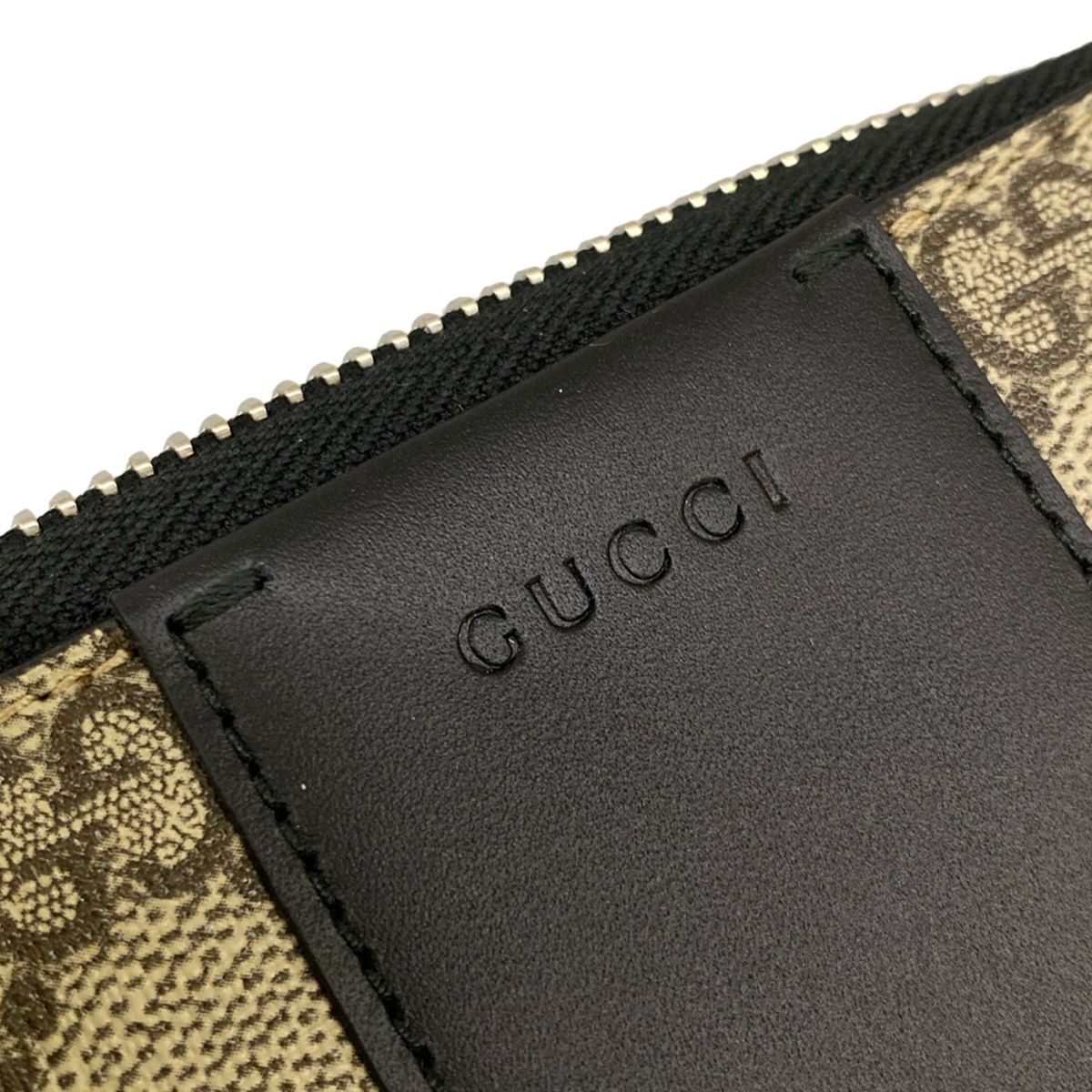 Gucci Coin Case GG Plus Supreme Beige Black Dark Brown Zip Around — view 8