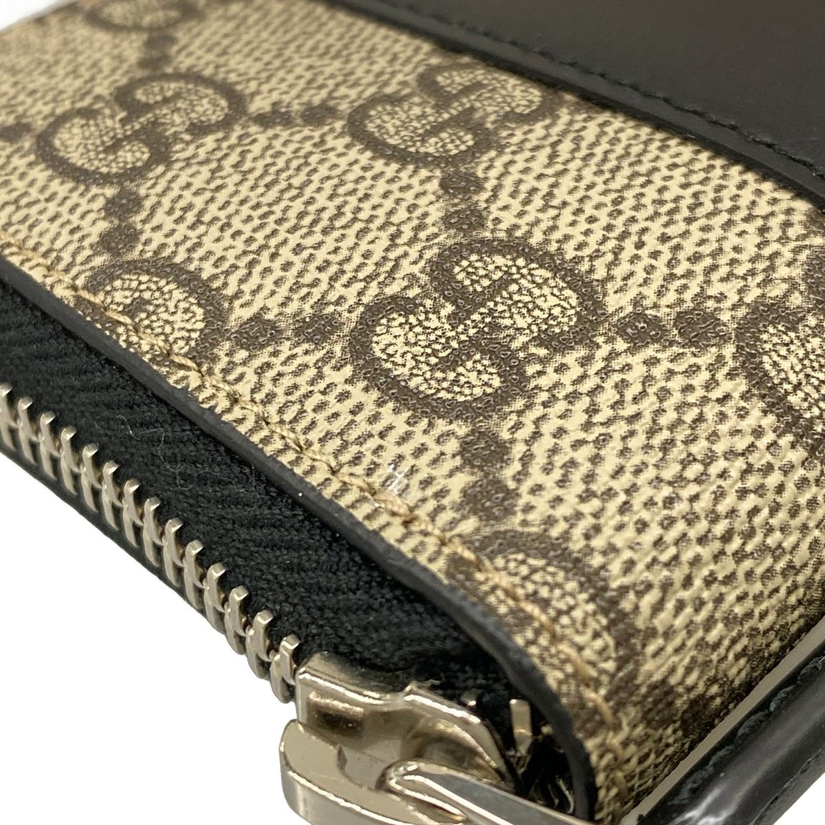 Gucci Coin Case GG Plus Supreme Beige Black Dark Brown Zip Around — view 7