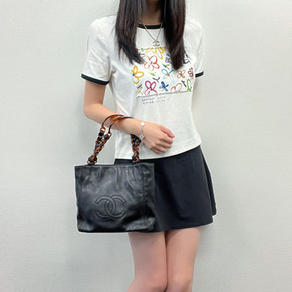 Chanel Timeless CC Tortoiseshell Chain Handbag Lambskin Black Vintage