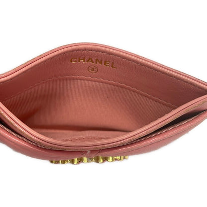 Chanel Card Case Quilted Light Pink CC Logo Gold Lambskin — view 3
