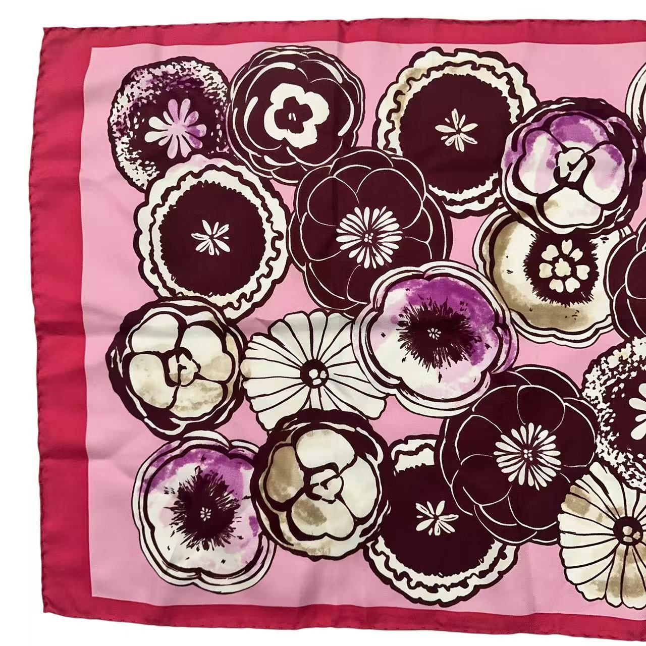 Chanel Long Scarf Camellia CC Logo Print Pattern Silk Multicolor — view 3