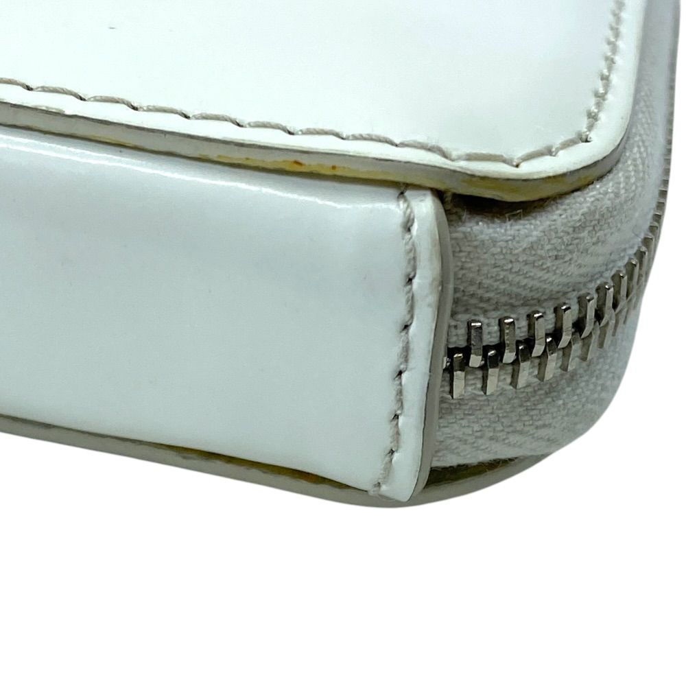 Prada Pouch Coin Purse Triangle Logo Leather White Silver Practical Daily — view 6