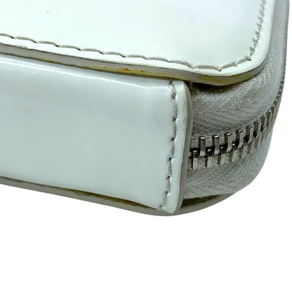 Prada Pouch Coin Purse Triangle Logo Leather White Silver Practical Daily — view 6