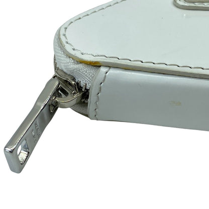 Prada Pouch Coin Purse Triangle Logo Leather White Silver Practical Daily — view 7