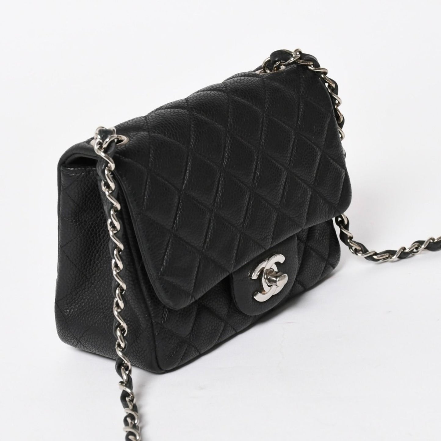 Chanel Mini Quilted 17 S Flap S Chain Shoulder Bag CC Logo Caviar Leather Black — view 3
